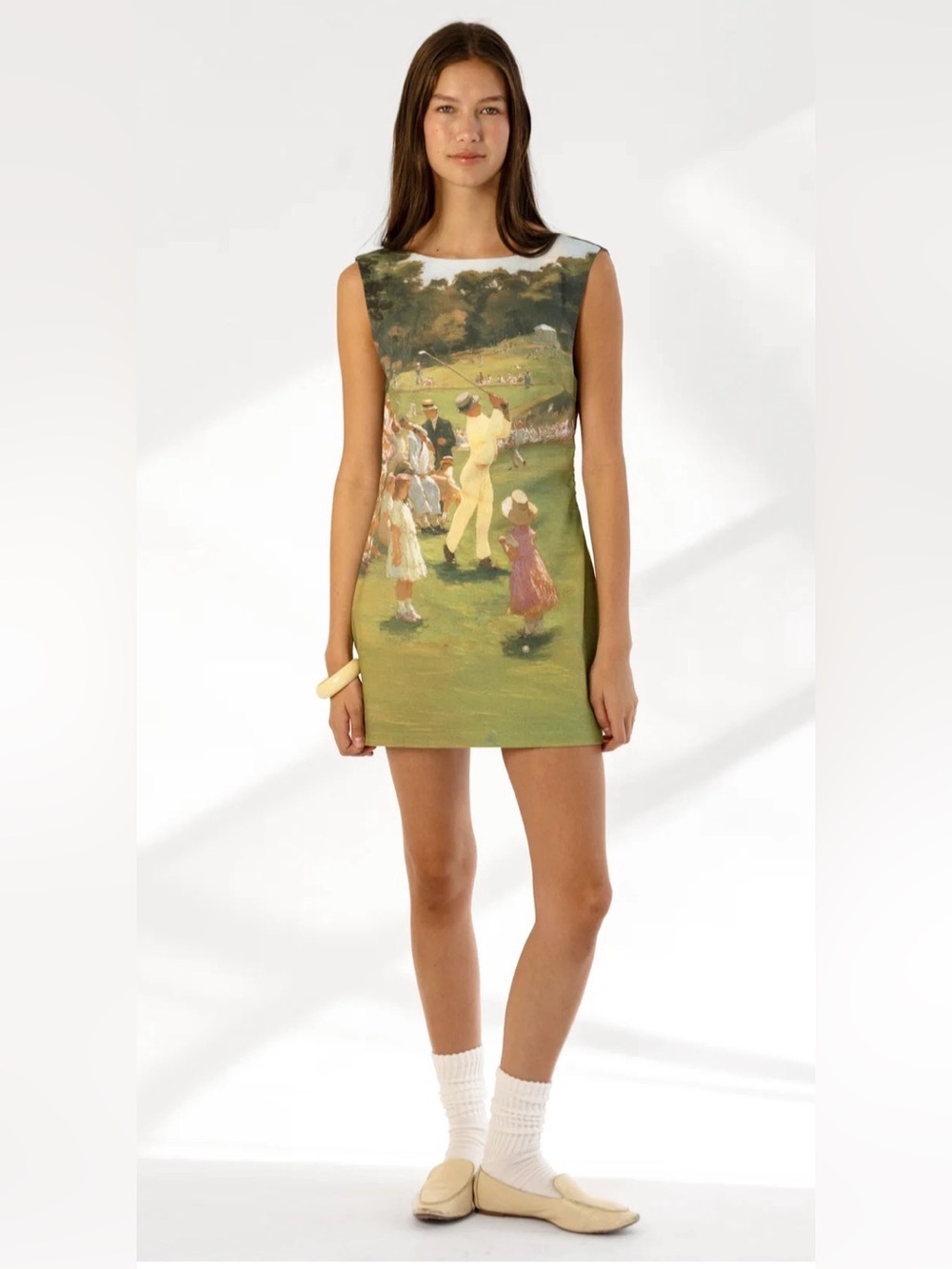 YELLOW THE LABEL AUGUSTA LINEN MINI DRESS - SUNDAY GREENS ⛳️